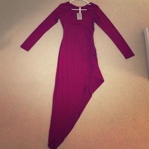 High low maroon wrap around dress